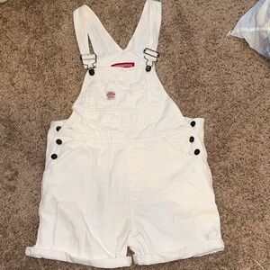 UNIONBAY Cream Denim Short Overalls